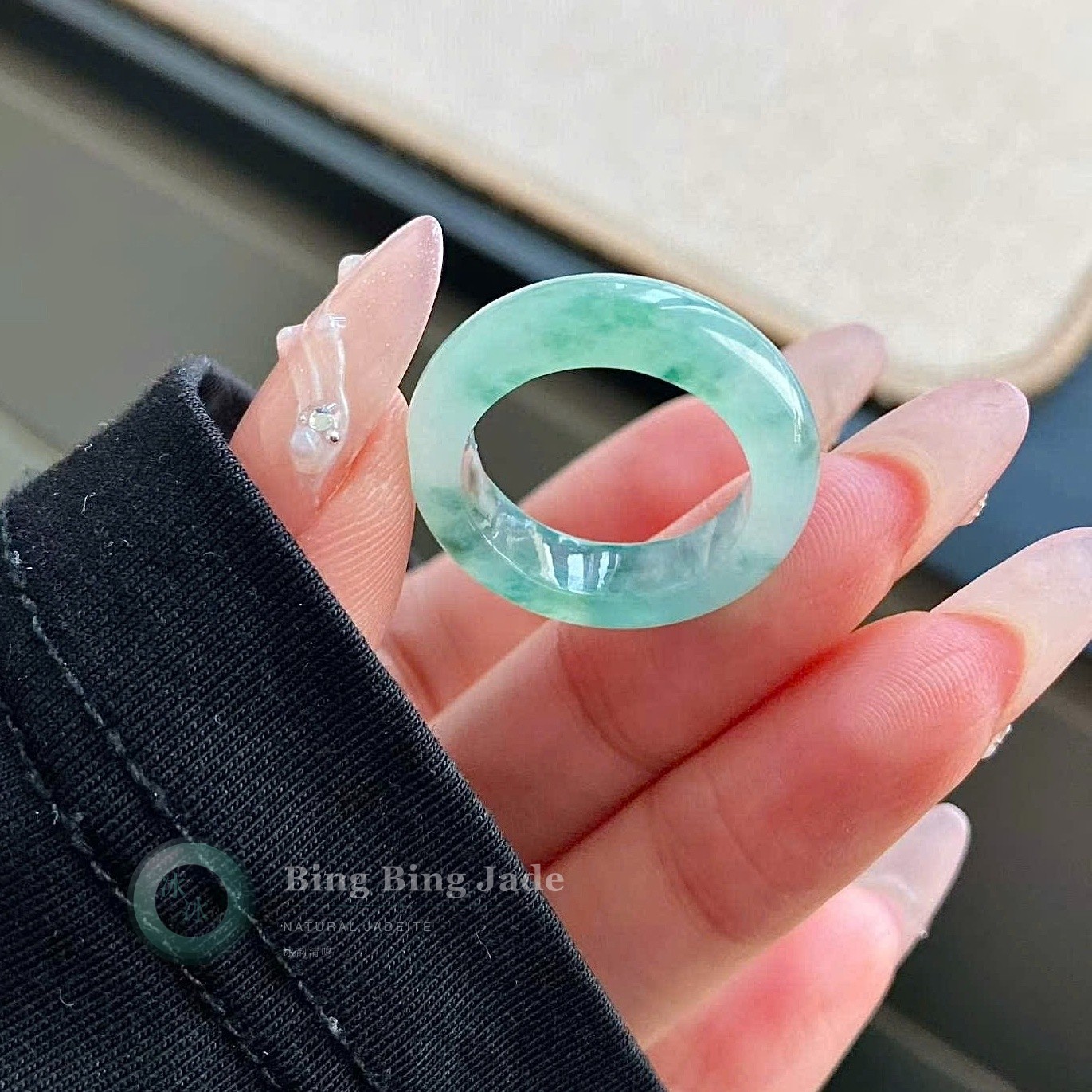 Icy Apple Green Jadeite Band 