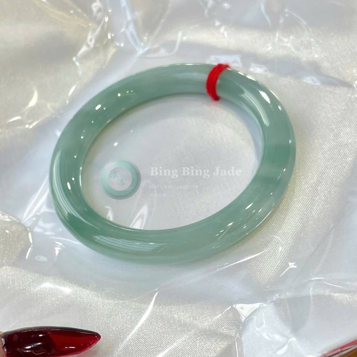 Bluish-Green Landscape Jadeite Bangle