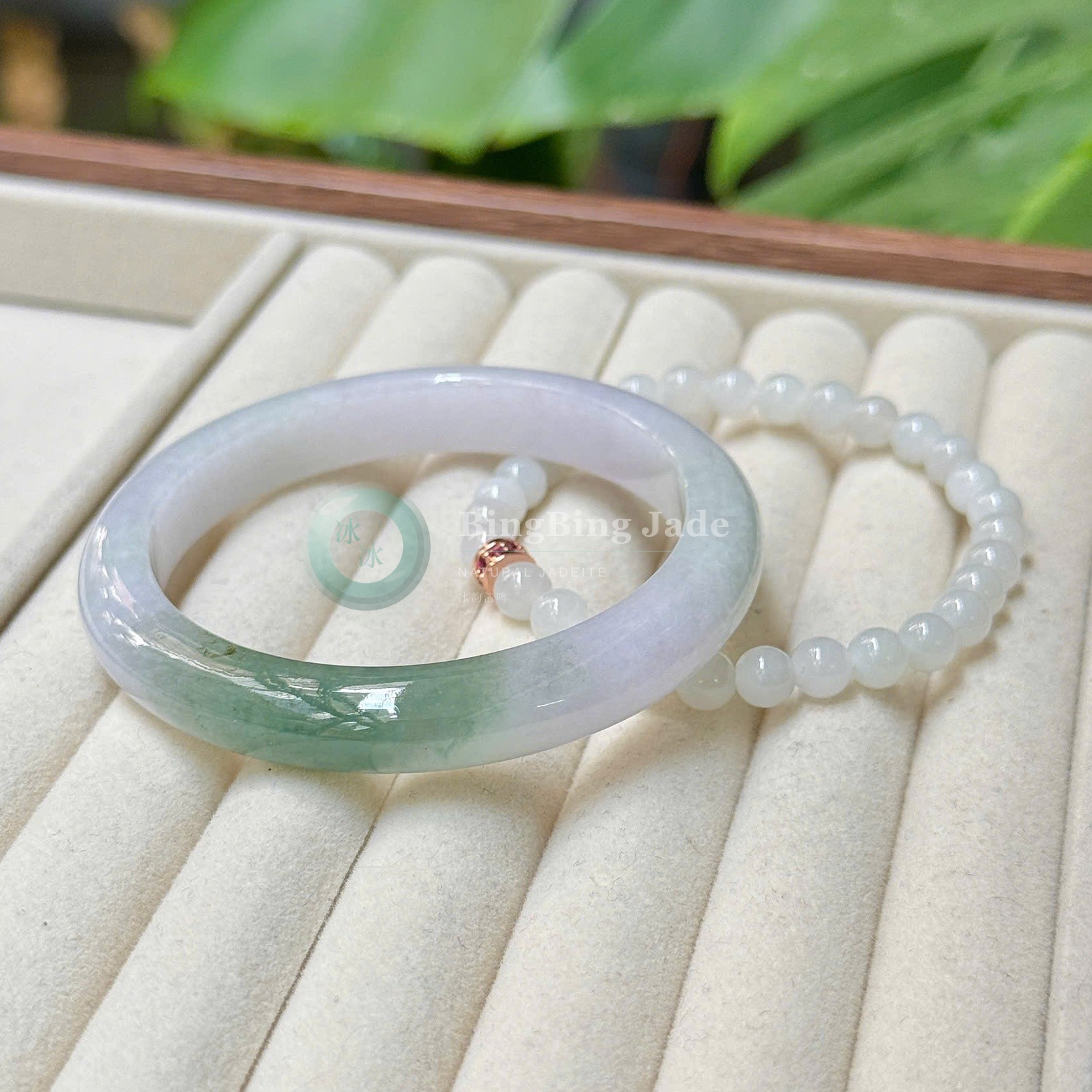 Spring Fortune & Mountain Landscape Bangle Natural Jadeite