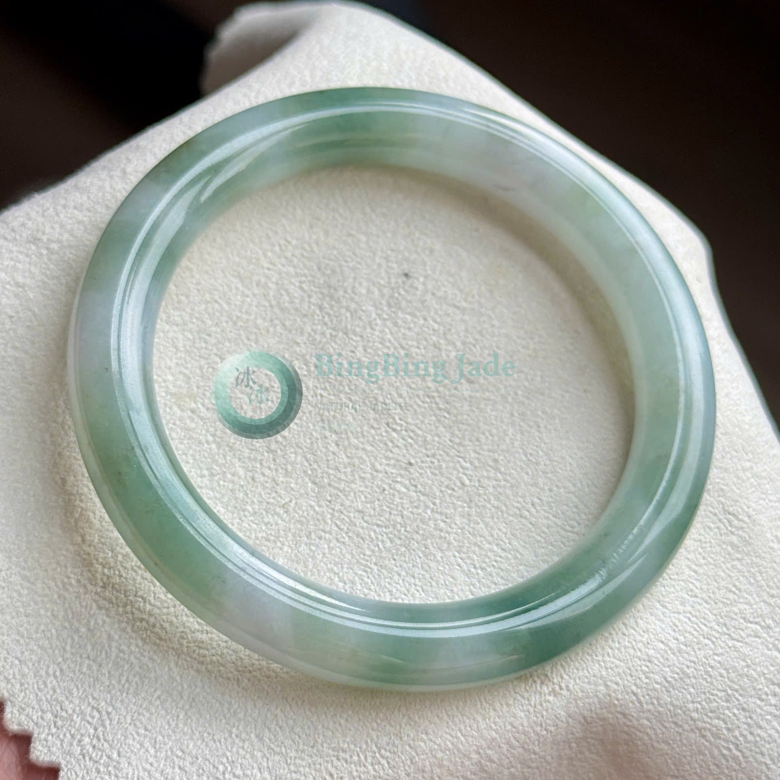 Tea-Green with Yellow Hue Whisper Jadeite Bangle 55.6mm