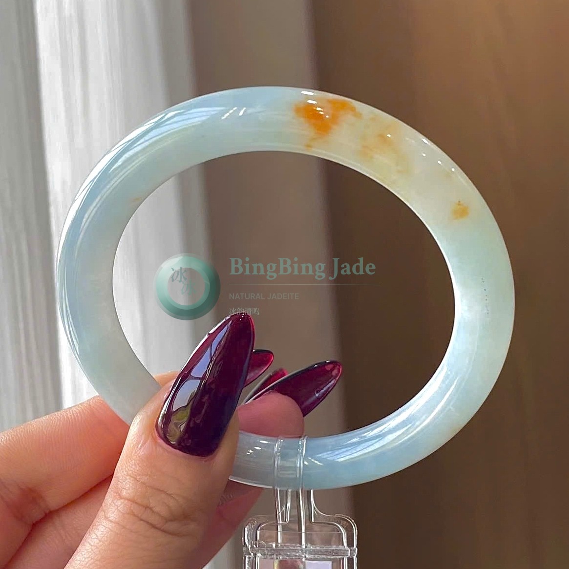 Icy Cloud Bangle with Tangerine Kiss — 53.9mm