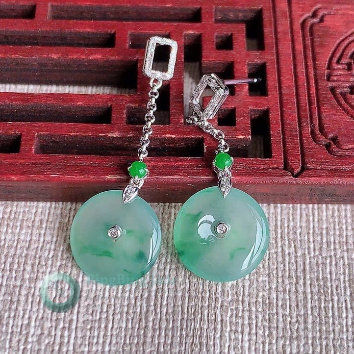 Icy Floating Flower Píng Ān Kòu Drop Earrings in 18K White Gold