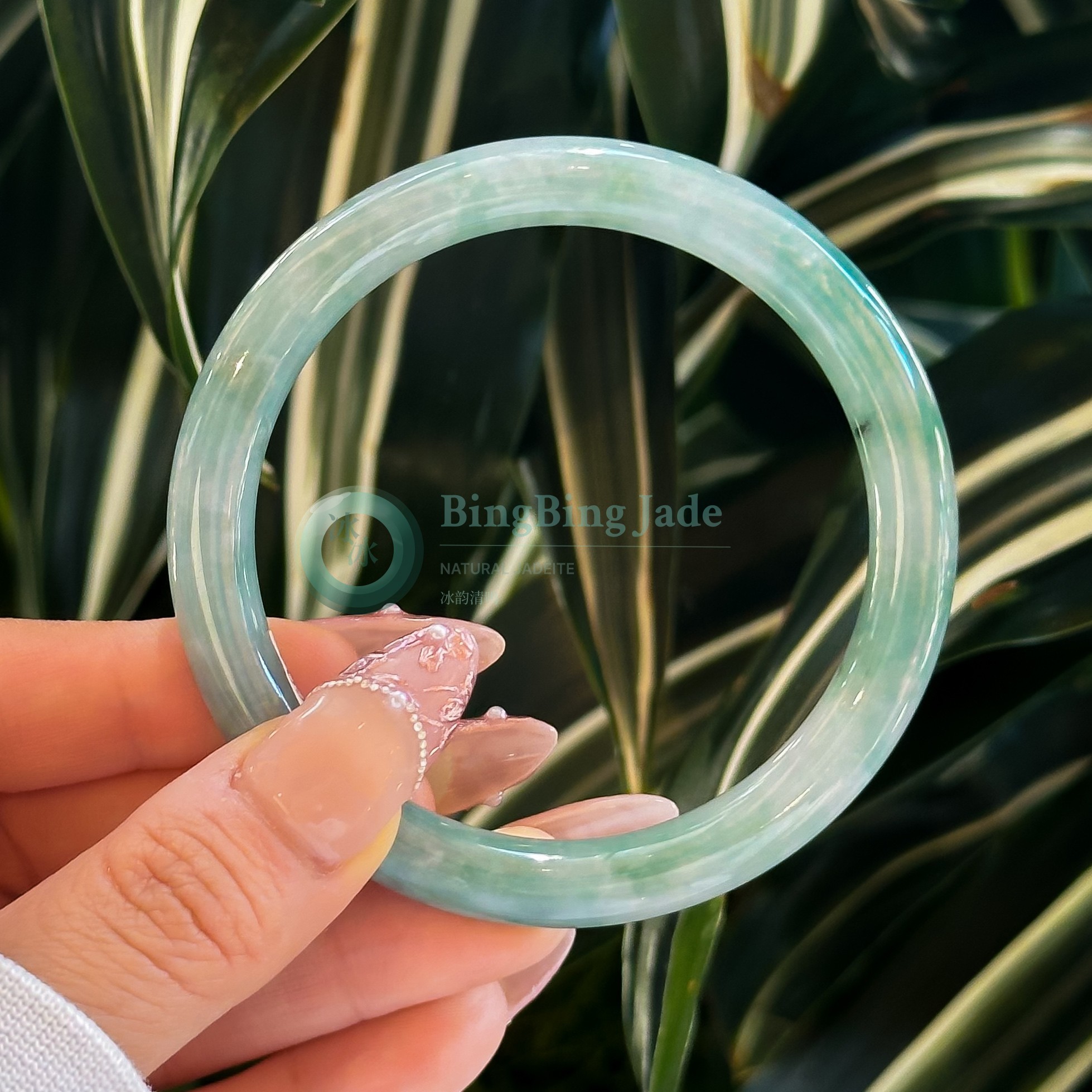 Serene Teal Translucency with Lucky Koi Accent — Bangle 57mm