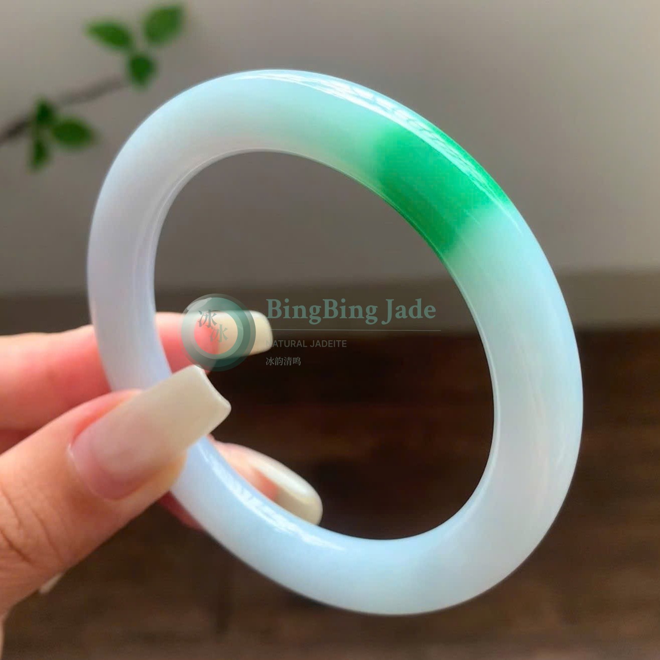 Icy White Foundation with Vivid Emerald Flash Bangle 54mm