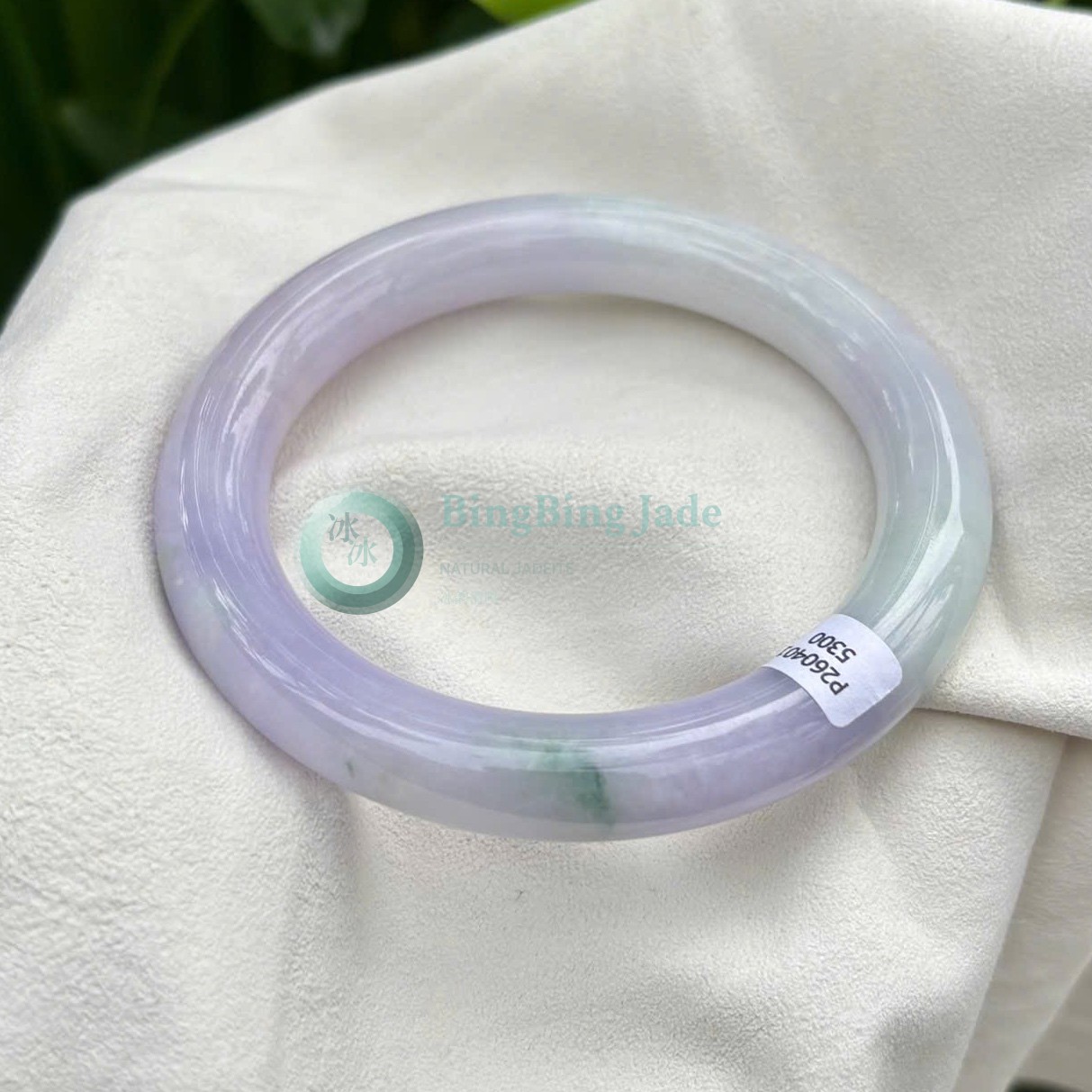 Violet Bloom Monet with Green Kiss — Round Rod Bangle 57.4mm