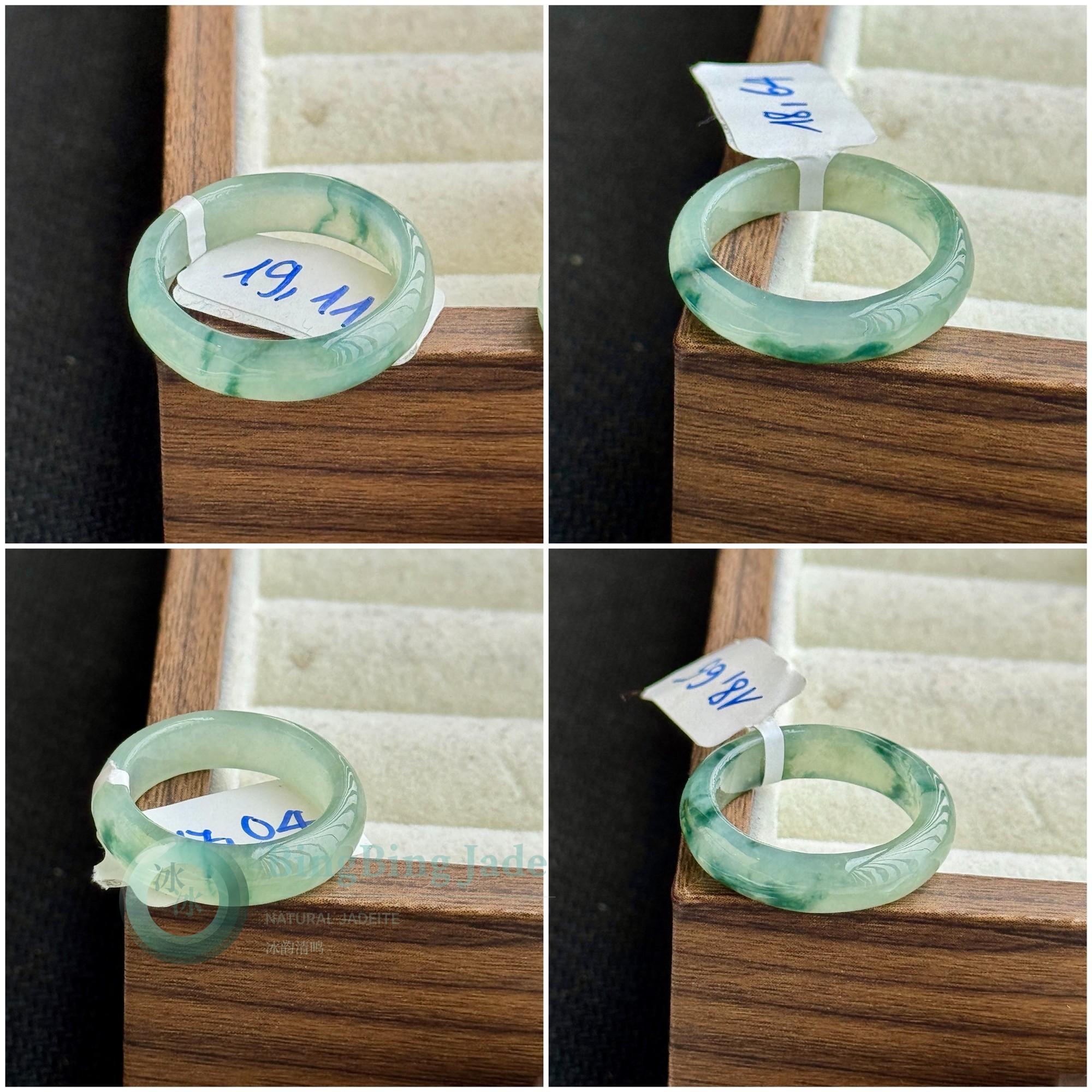 Icy Glutinous Spring Green Band with Floating Emerald Wisps