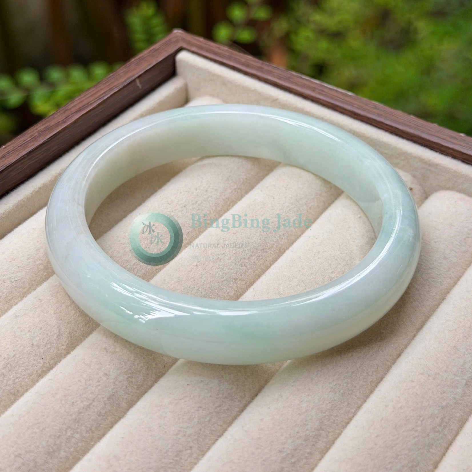 Cool Pale Apple Green with Jelly Melt Texture — Bangle 58.6mm