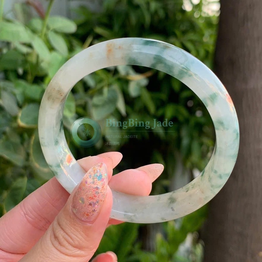 Bloom with Koi — Floating Green Bangle 53mm