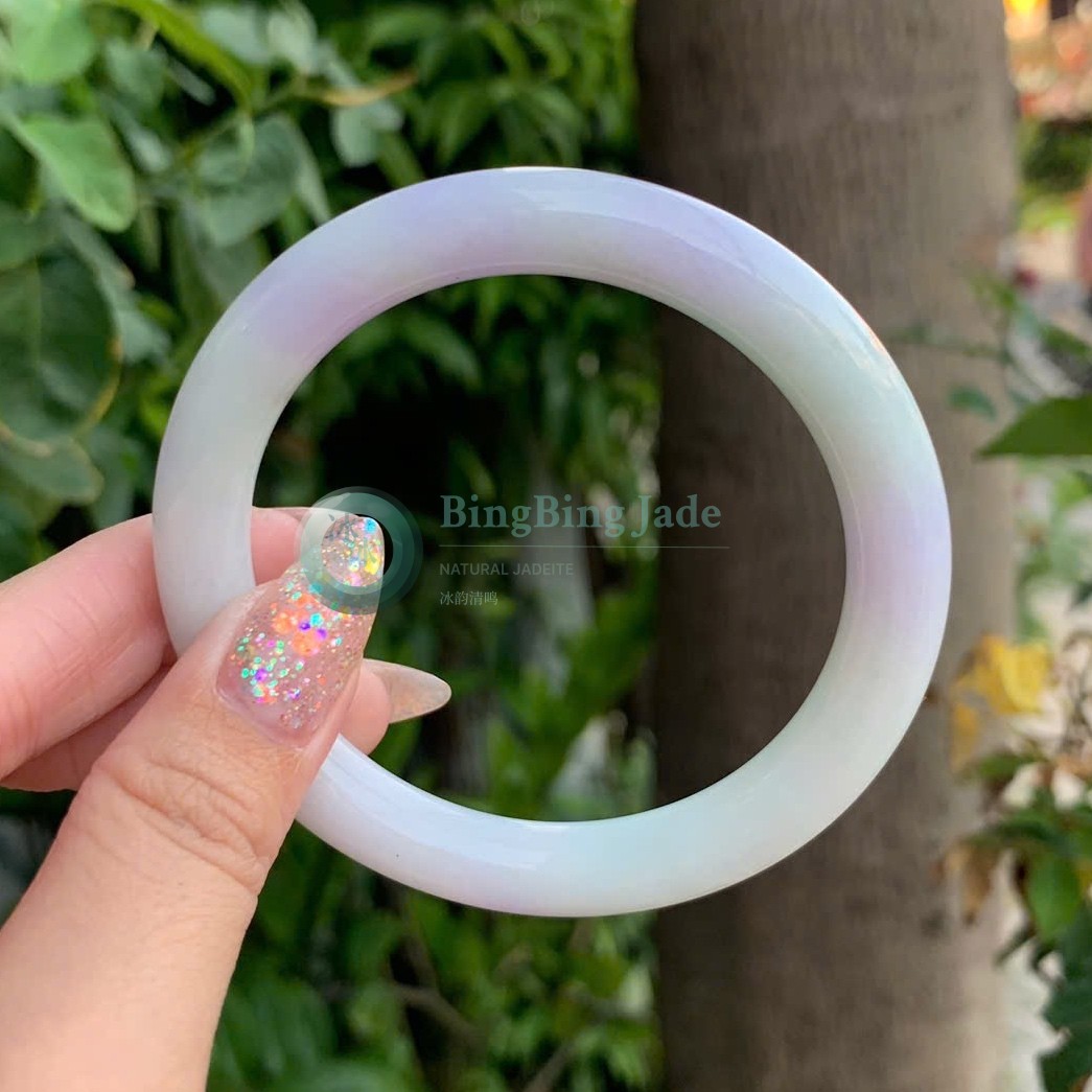 Luminous Lavender Mist Jadeite Bangle 55mm