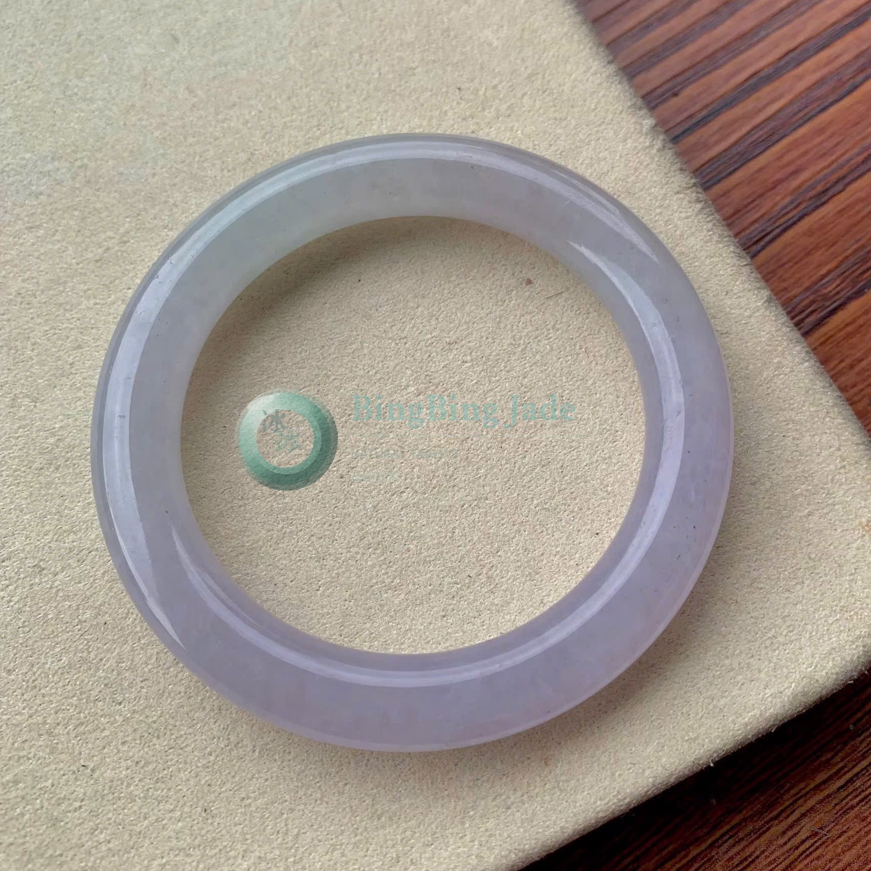 Lavender Macaron Icy Round Bangle 51mm — Soft Lilac with Blue Undertone