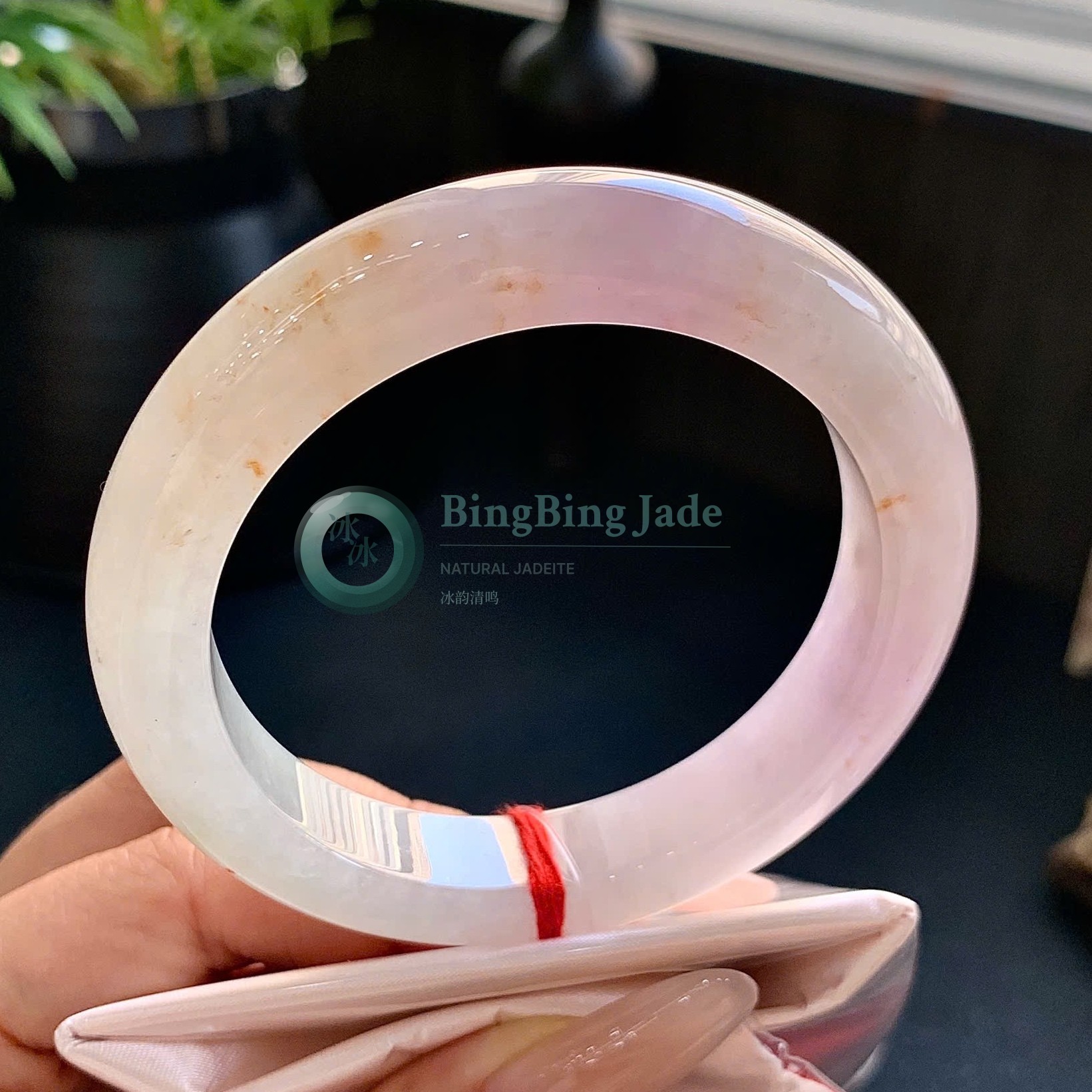 Blush Koi Icy Bangle 55.7mm — Pale Rose with Warm Amber Drifts