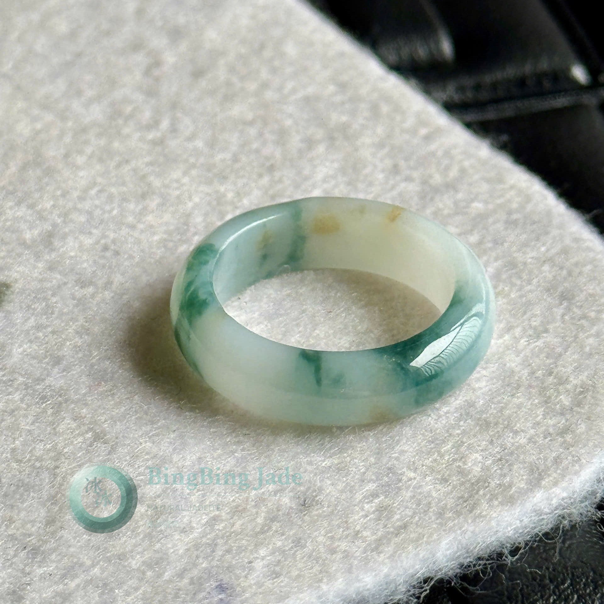 Mossy Bloom Floating Green Jadeite Ring 17mm