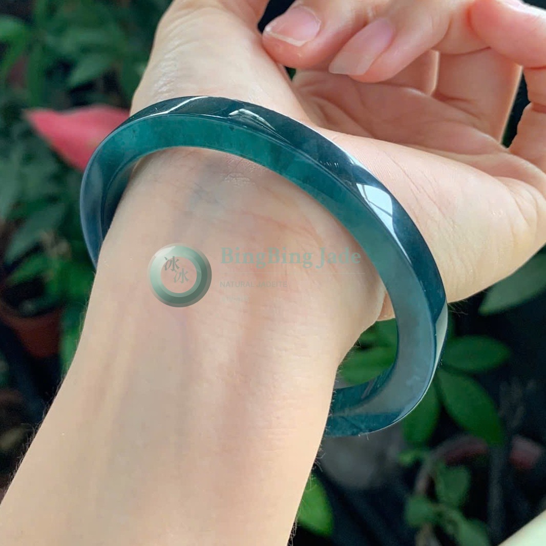 Deep Ocean Teal Floating Clarity Bangle 60mm