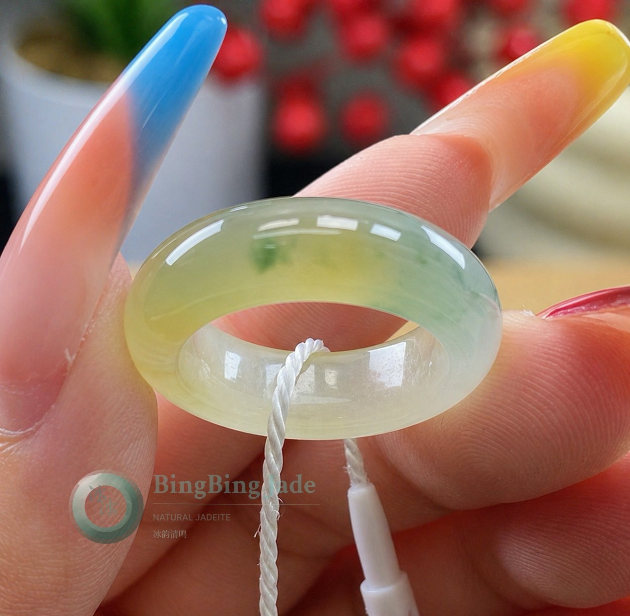 Honey-Kissed Jelly Jadeite Ring 16mm (US Size 5)