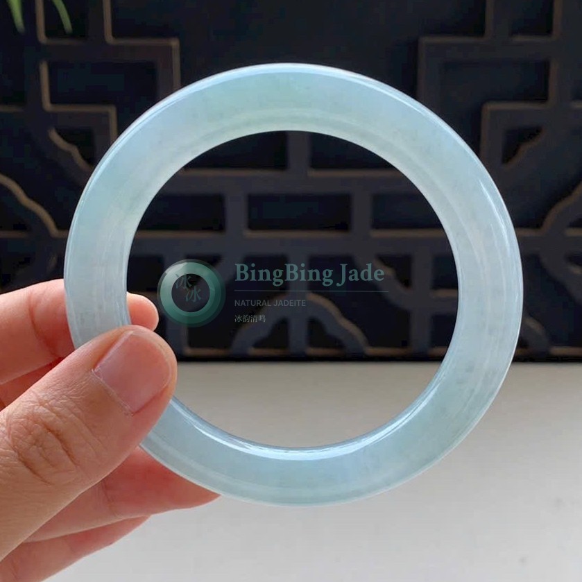 Icy Sky-Blue Translucent Round Bangle 54mm