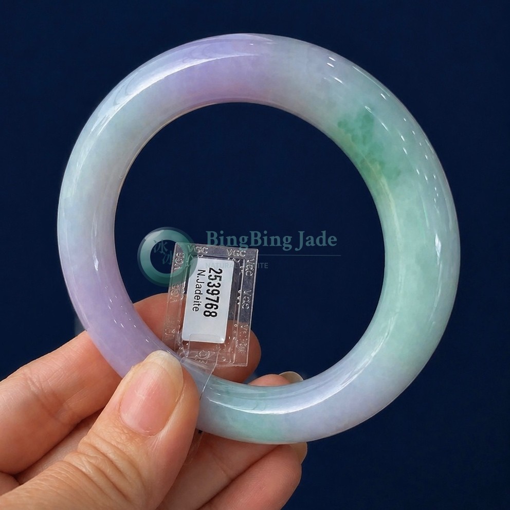 Spring Lavender & Floating Green Jelly Bangle 58mm