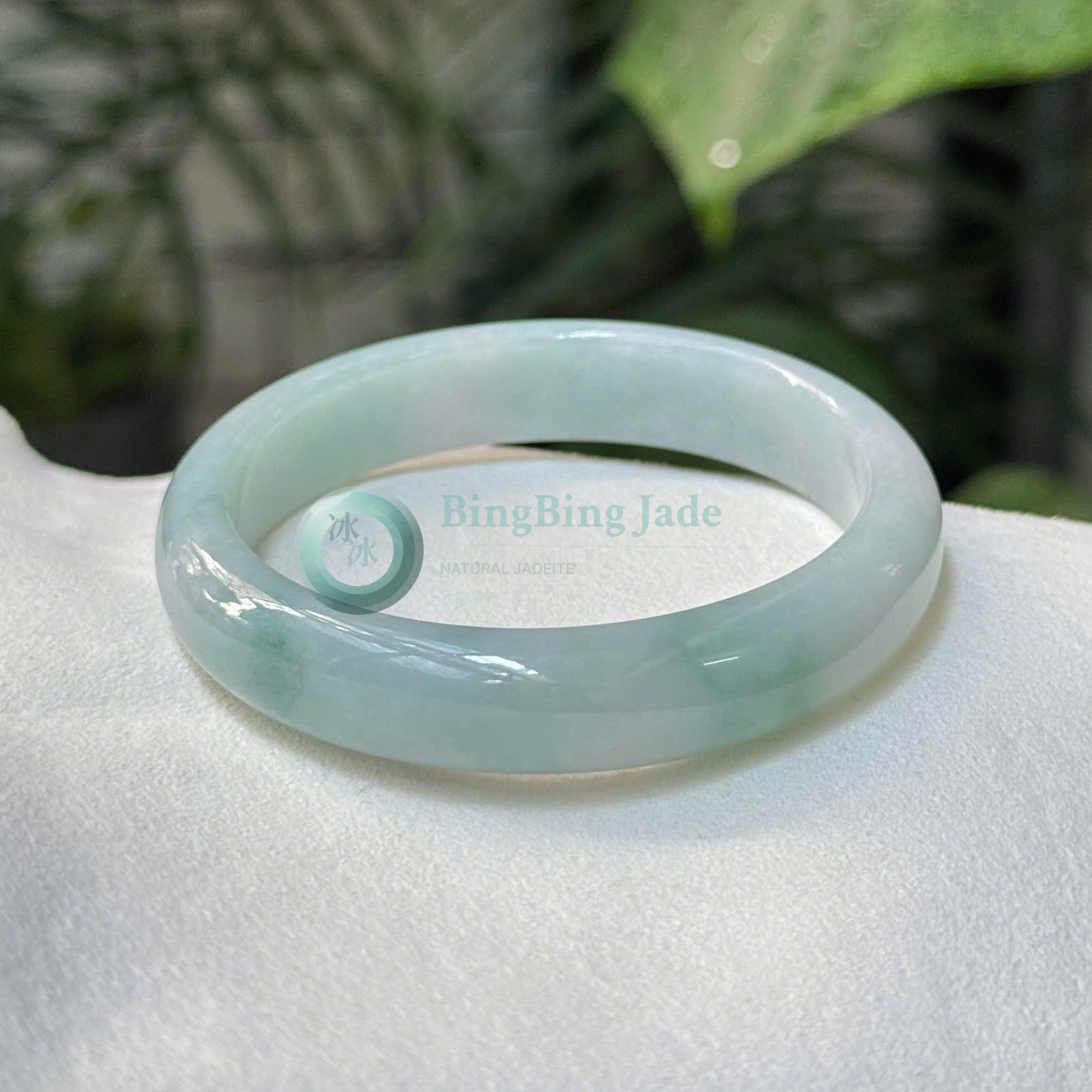 Emetals Blue Floating Blossom Jadeite Bangle 52.8mm