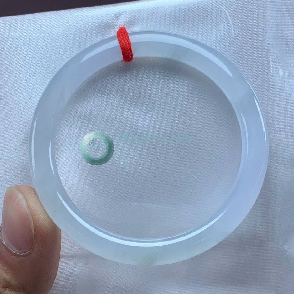 Icy Translucent Jelly Bangle 52mm — Ethereal White Glow