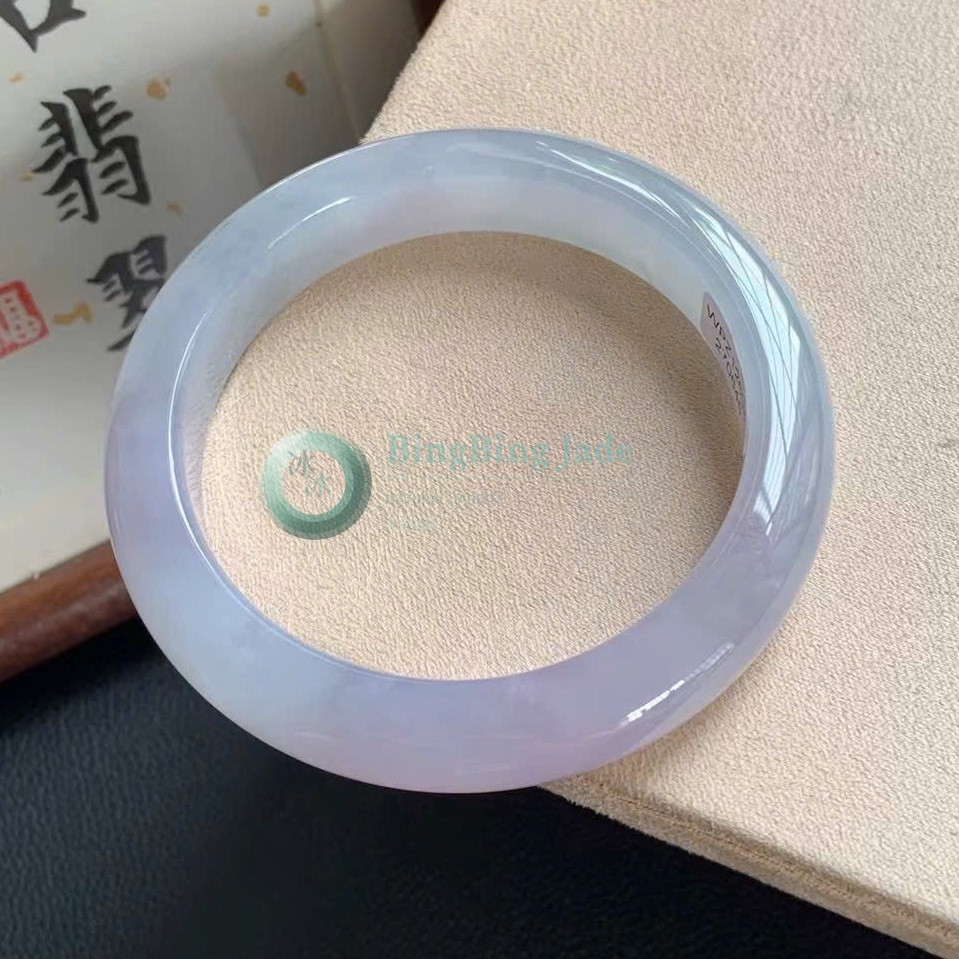 Pink-Lavender Mist Blushed Jadeite Bangle 57mm