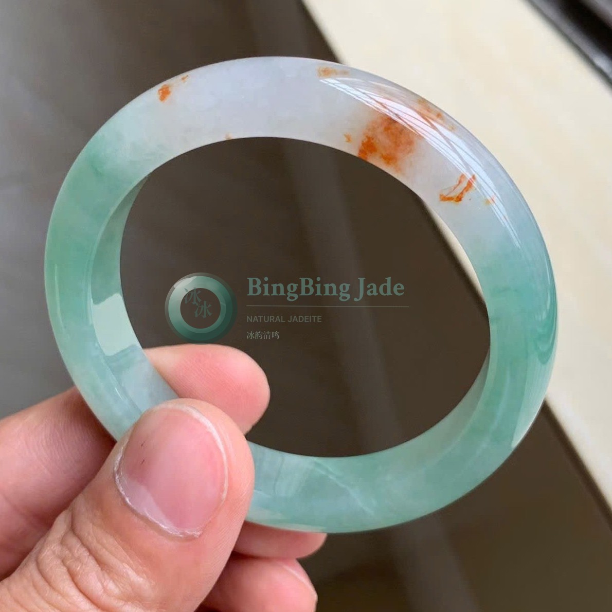 Spring Green with Honey Bloom Jadeite Bangle 56.5mm