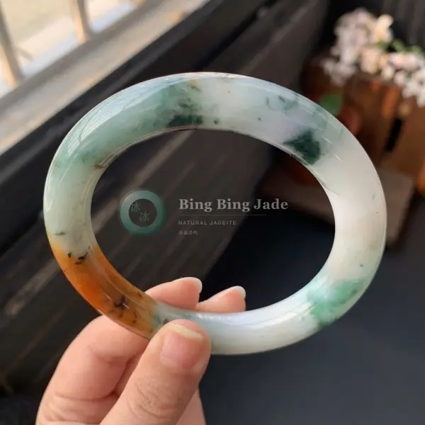 Multicolor “Flying Flowers” with Orange, Green & White Jade