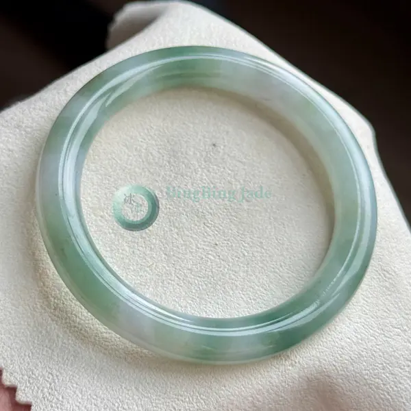 Tea-Green with Yellow Hue Whisper Jadeite Bangle 55.6mm