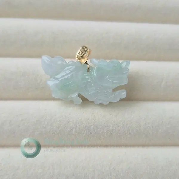 Glutinous Icy Chinese Dragon Pendant with Silver Sterling Bail