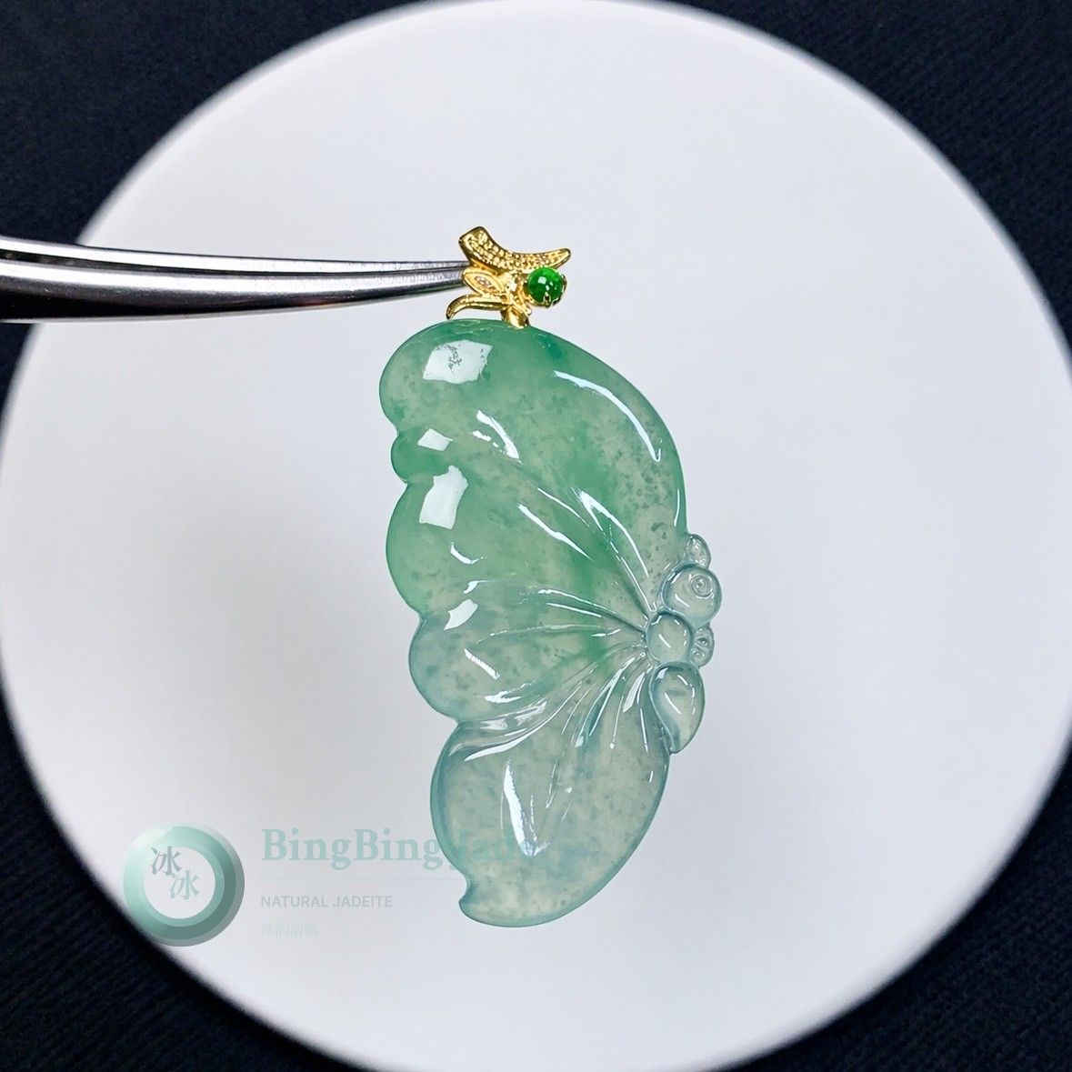 Floating Spring Butterfly Pendant with 18K Gold Bail