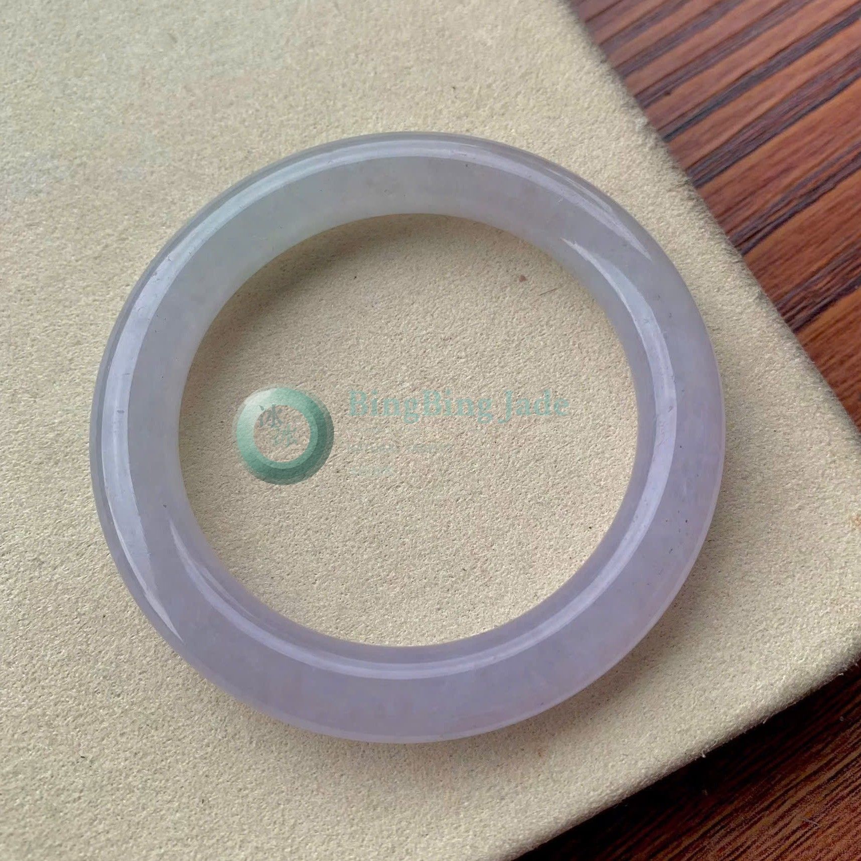 Lavender Macaron Icy Round Bangle 51mm — Soft Lilac with Blue Undertone