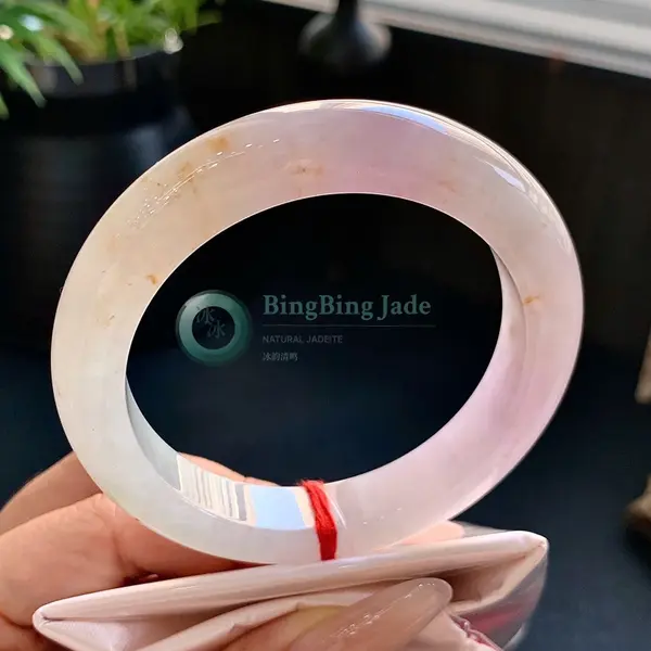 Blush Koi Icy Bangle 55.7mm — Pale Rose with Warm Amber Drifts