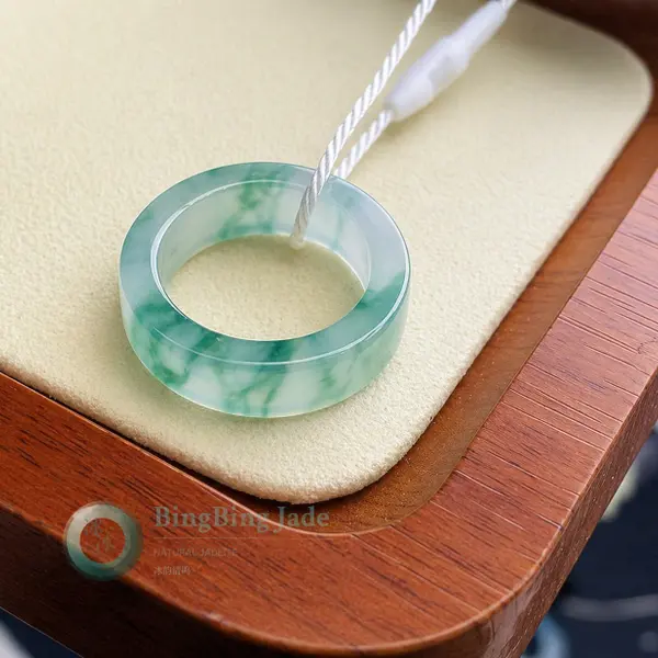Icy Floating Green Jadeite Ring 17.5mm (US Size 7)
