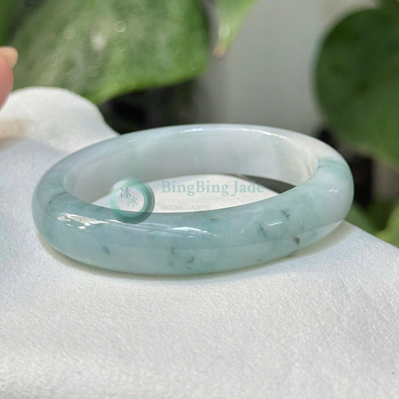 Misty Blue-Green Floating Landscape Bangle 51.8mm