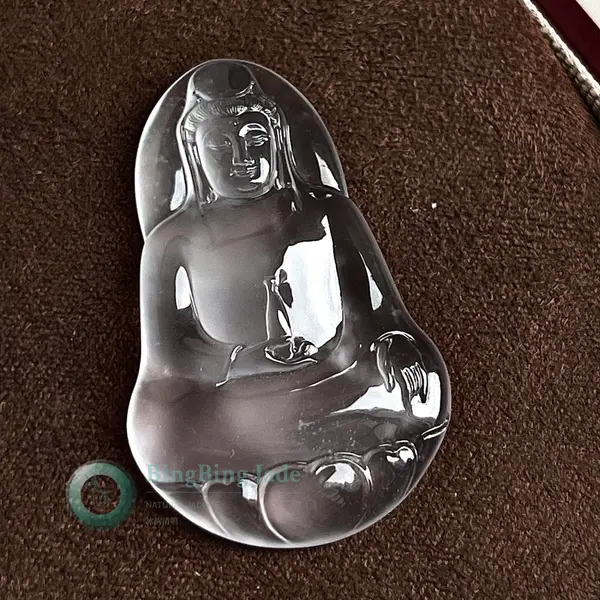 Glass-Body Guanyin Pendant — Crystalline Clarity with Ethereal Stillness