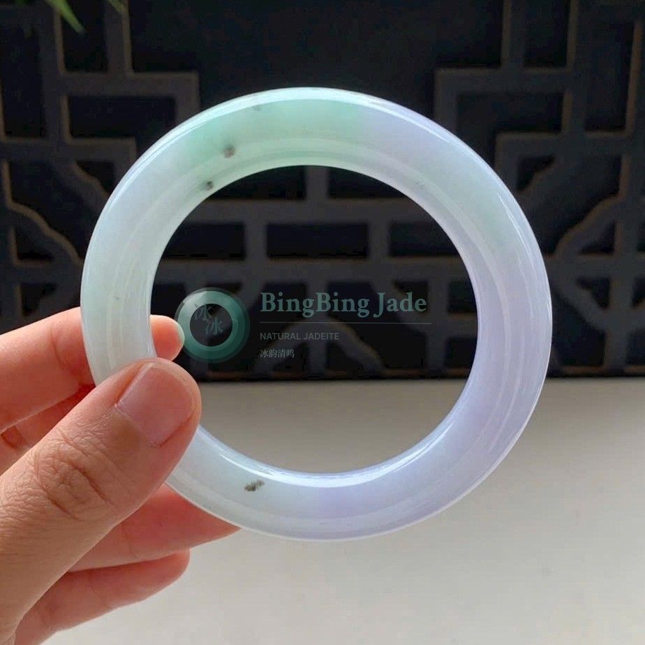 Lavender Mist with Spring Green Whispers — Round Bar Bangle 53mm