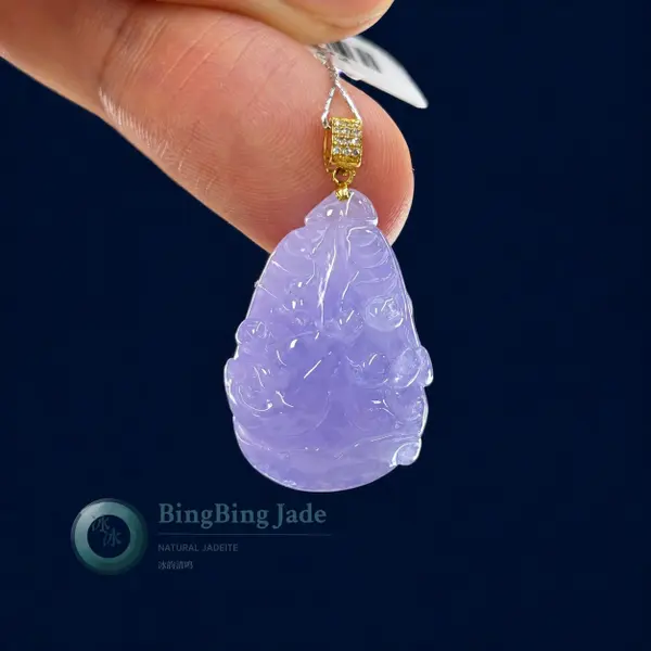 Lavender Cabbage Pendant for Wealth — Soft Violet Glow in Translucent Jadeite