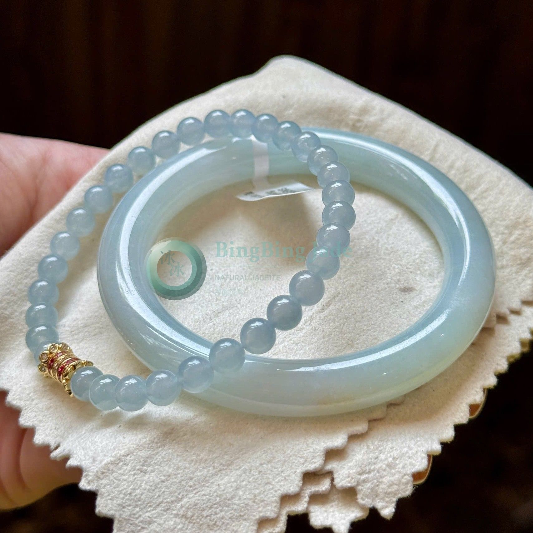 Blue-Hue Jelly Glow Bangle 54mm with Wealth Spot
