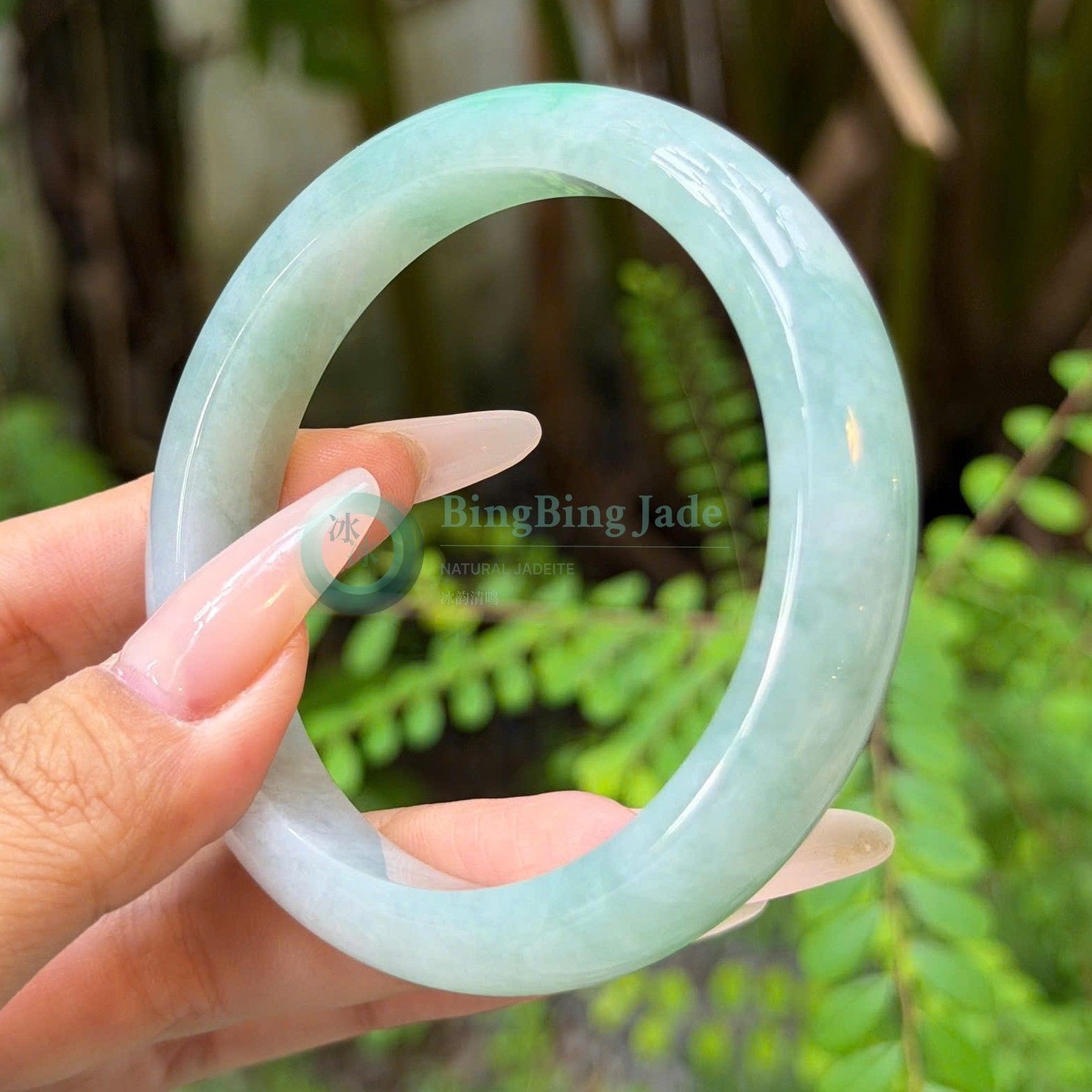 Teal-Kissed Jelly Bangle 57.6mm — Luminous Old-Mine Translucency