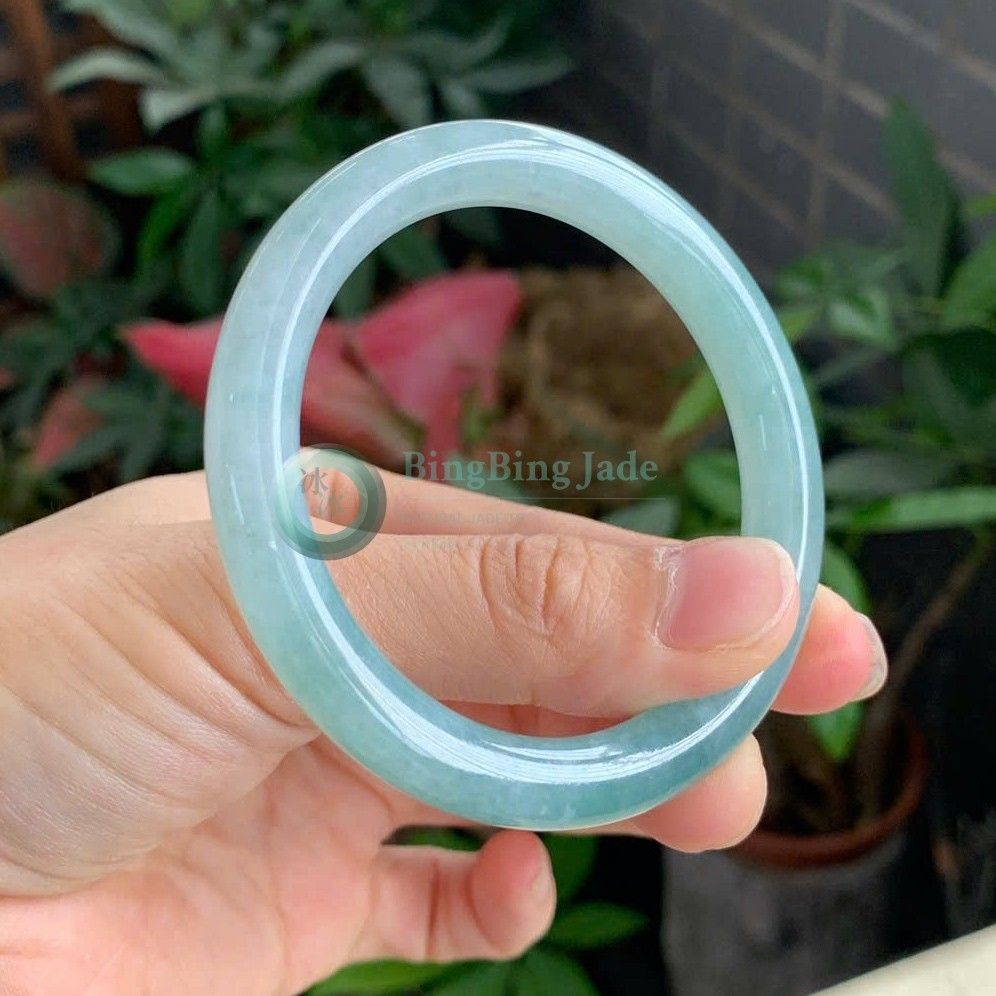 Soft Icy Glutinous Blue-Green Jelly Bangle 54mm — Quiet Luminosity