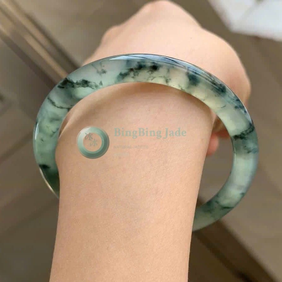 Icy Ink-Wash Landscape Round Bangle 53.5mm