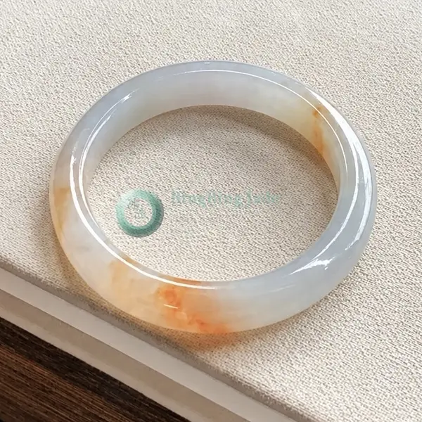 White with Honey Kiss Jadeite Bangle 53.7mm