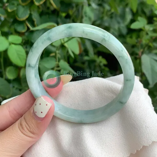 Misty Celadon with Drifting Green Veils — Jadeite Bangle 54.9mm