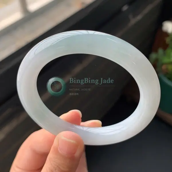 Icy Pale Celadon Jelly Bangle 52mm — Pristine Luminosity