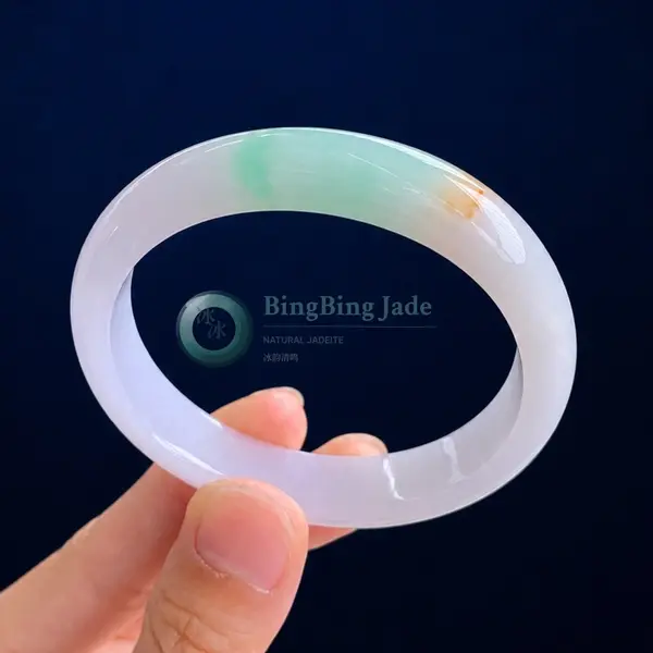 Lavender Mist with Spring Green Kiss — Oval Bangle 53mm