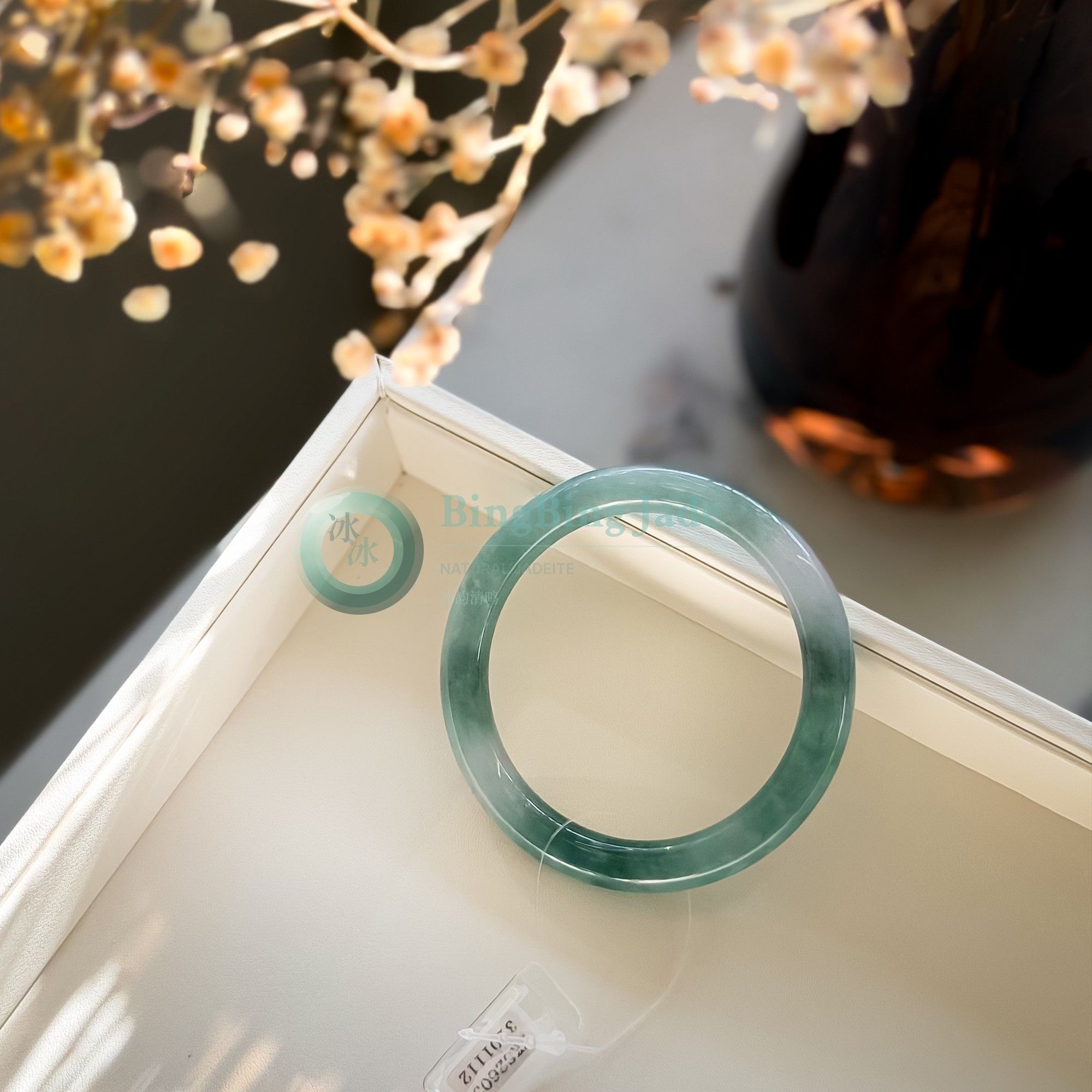 Serene Seafoam Glow Round-Bar Jadeite Bangle 56.3mm