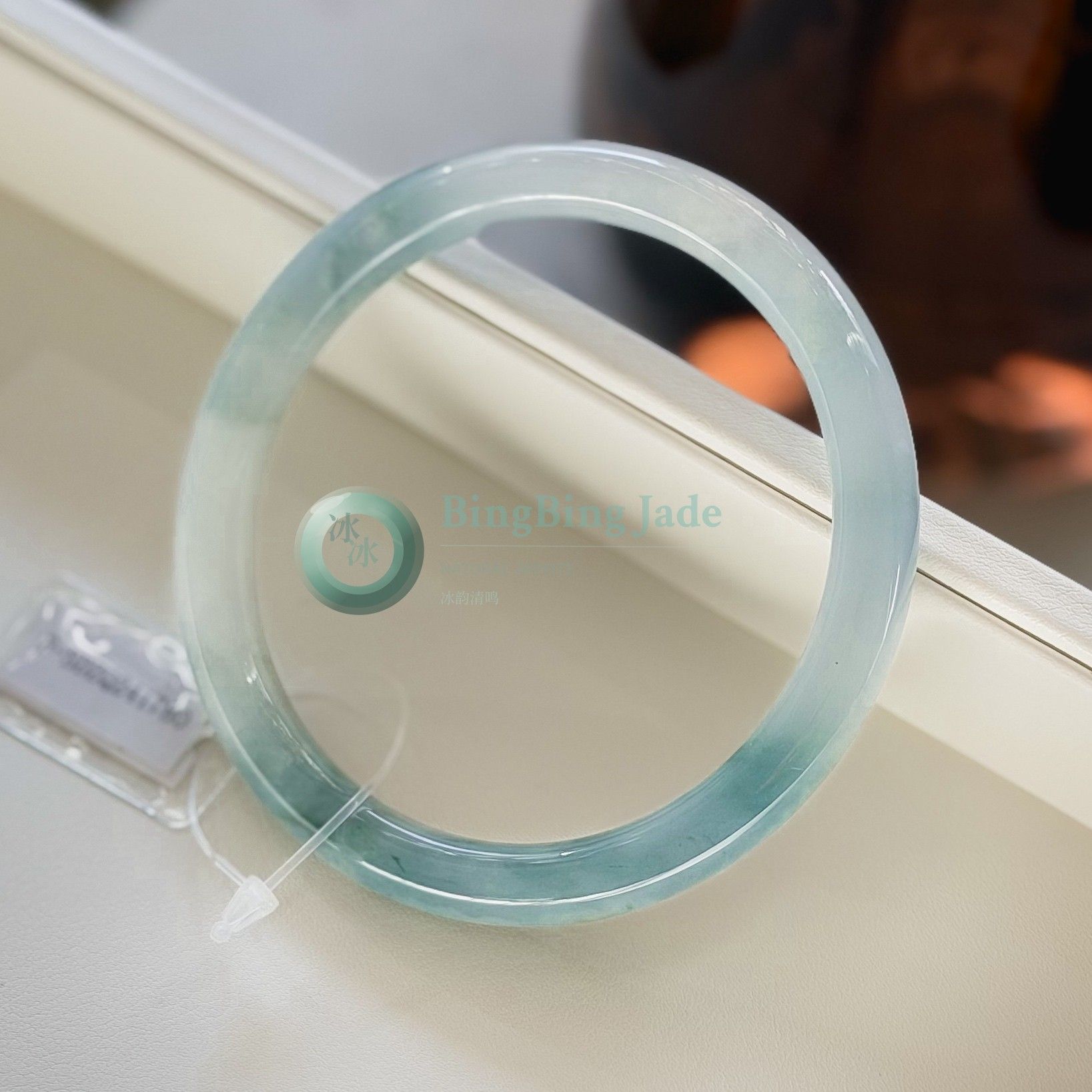Pale Blue Chopstick Bangle — Silken Jelly Glow 57mm