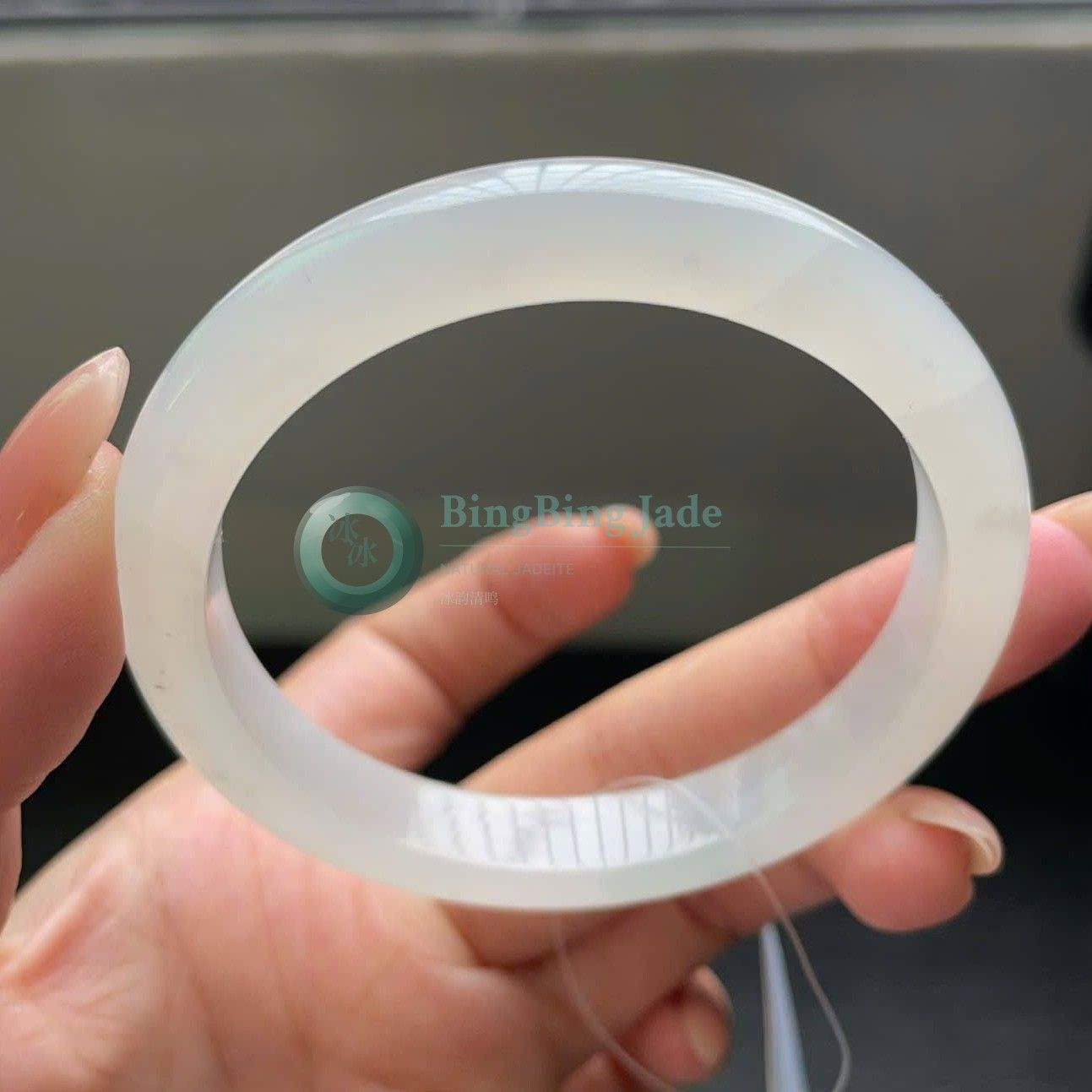 Luminous White Jelly Bangle 53mm — Soft Ice Glow