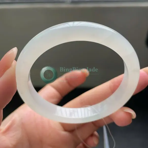 Luminous White Jelly Bangle 53mm — Soft Ice Glow