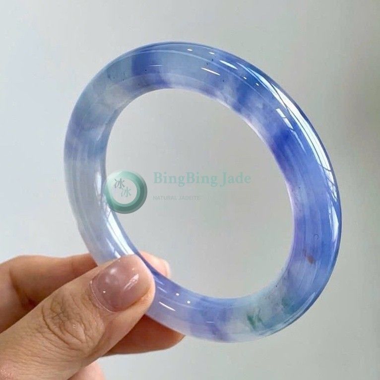 Lavender Sky Floating Blue Jadeite Bangle 56mm