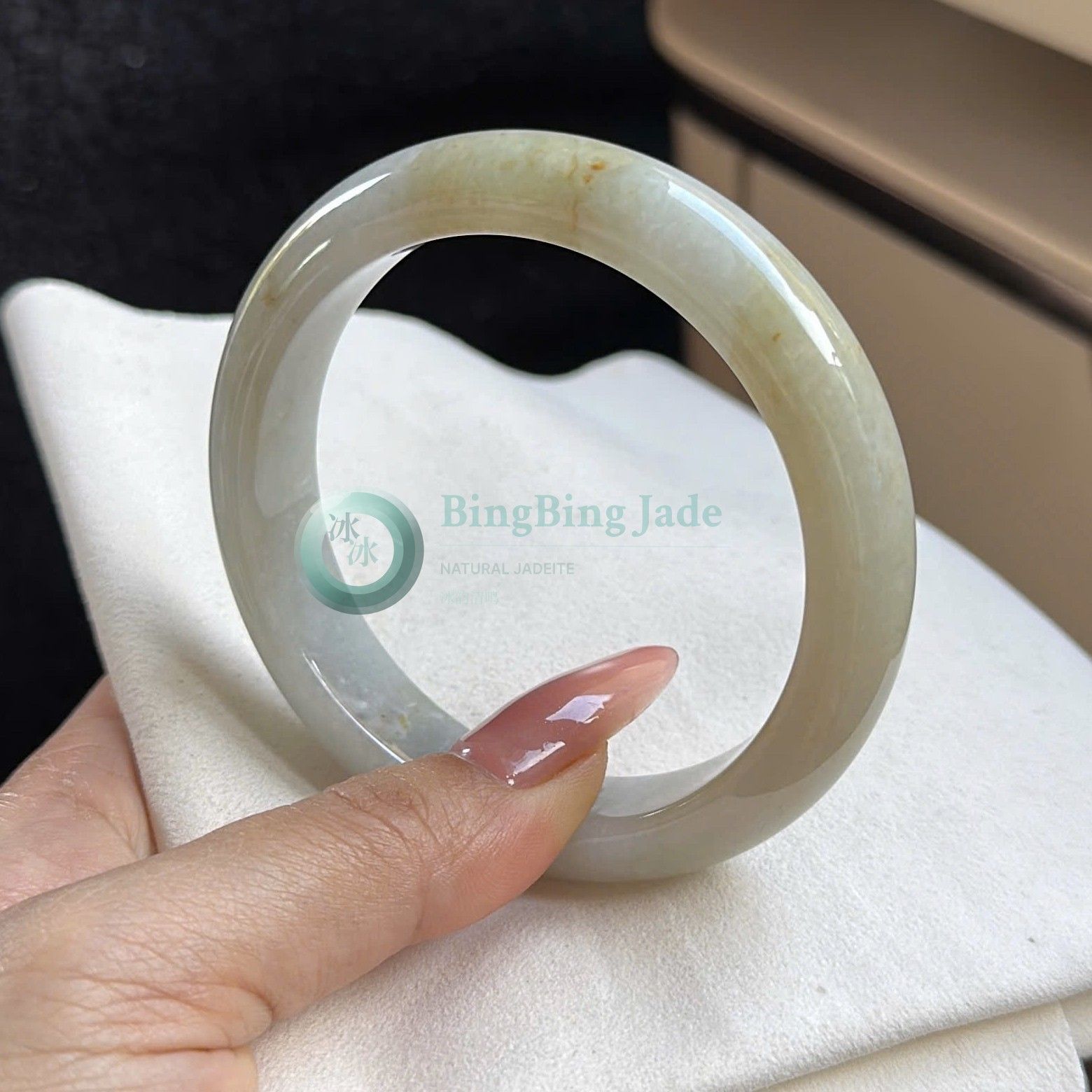 Warm Honey & Pale Celadon Jelly Bangle 58.5mm