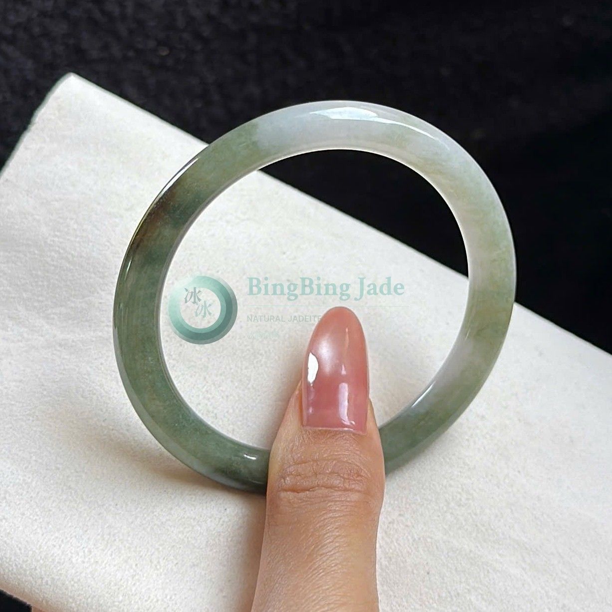 Sage & Mist Floating Green Jadeite Bangle 55mm